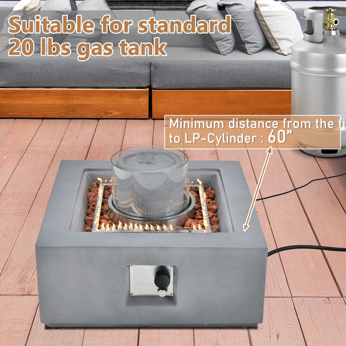 28 Inch 50000 BTU Patio Square Propane Fire Pit with PVC Cover-Gray