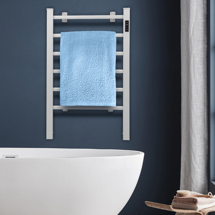 Freestanding and Wall-mounted 6 Bars Towel Warmer with Timer and LED Display