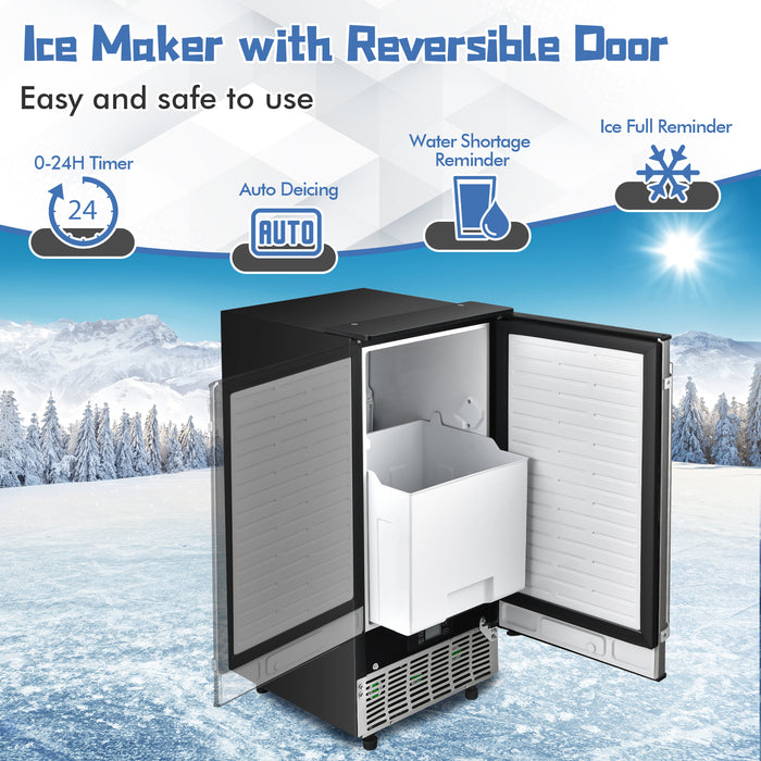 Free-Standing Built-In Undercounter Ice Maker-Silver