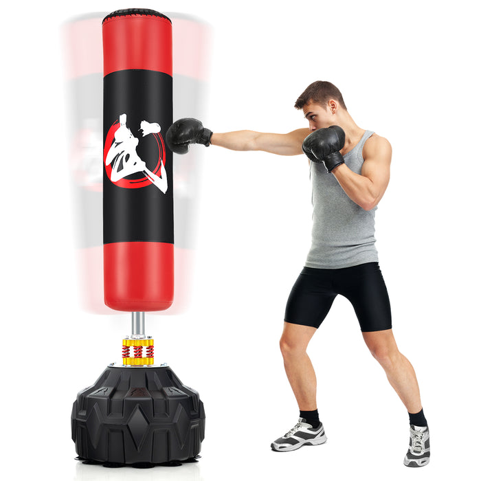 70 Inch Freestanding Punching Bag with Fillable Base 12 Suction Cups and Shock Absorbers