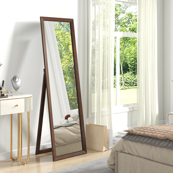 Full Length Mirror with Stand and Solid Wood Frame-18 x 14 x 61 inches