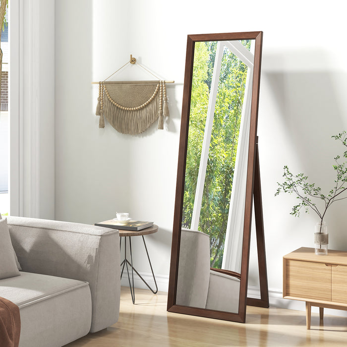 Full Length Mirror with Stand and Solid Wood Frame-18 x 14 x 61 inches