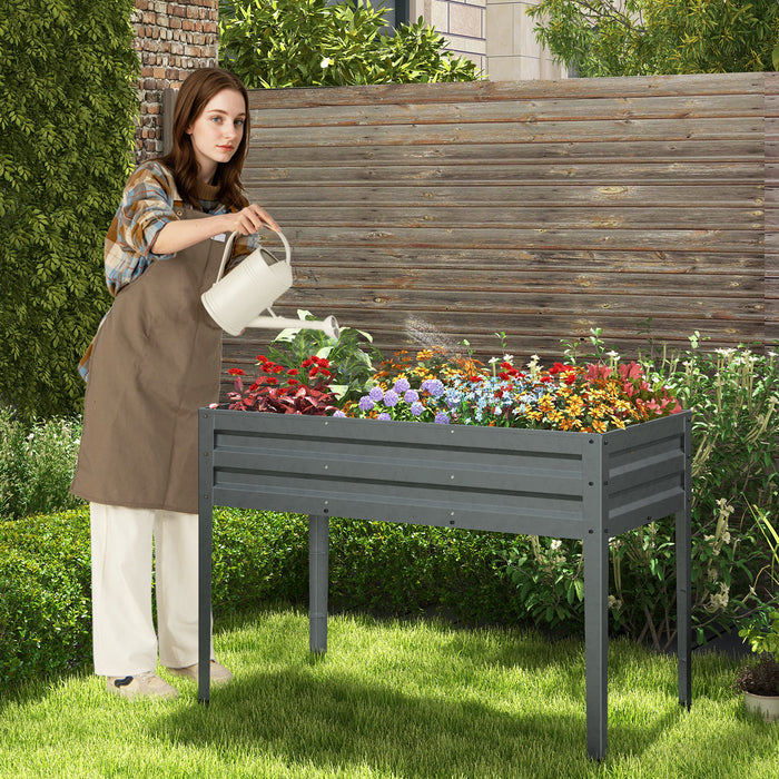 Galvanized Raised Garden Bed Elevated Planter Box with Legs and Drainage Hole-Gray