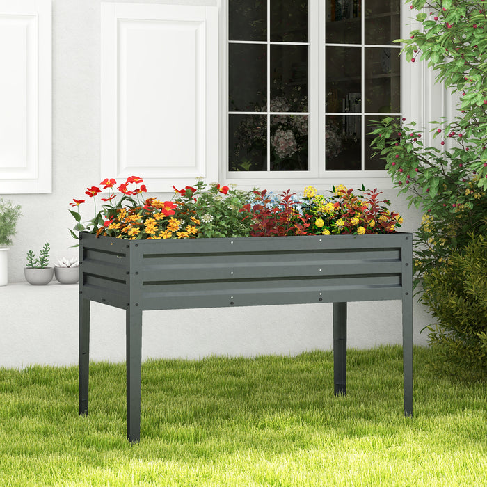 Galvanized Raised Garden Bed Elevated Planter Box with Legs and Drainage Hole-Gray