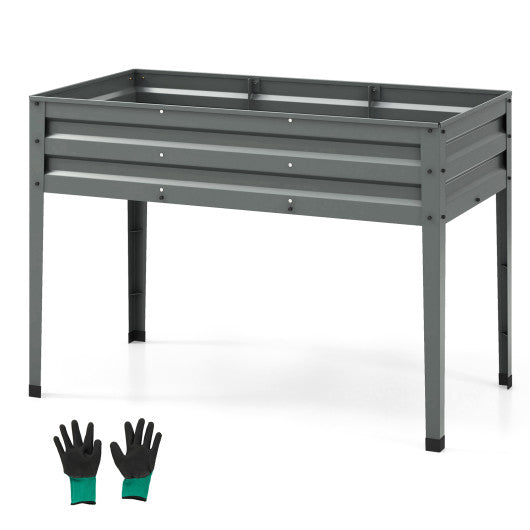 Galvanized Raised Garden Bed Elevated Planter Box with Legs and Drainage Hole-Gray