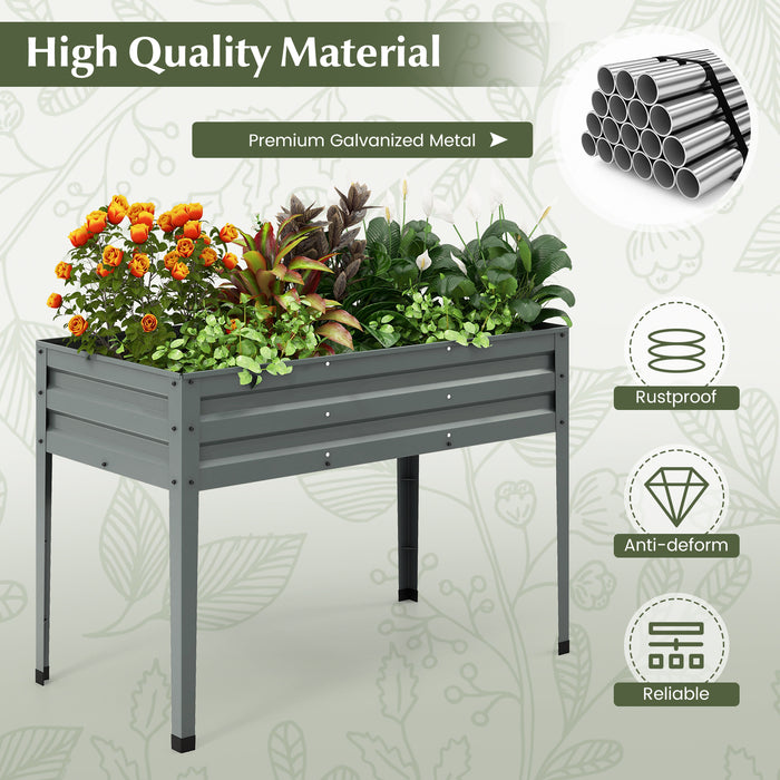 Galvanized Raised Garden Bed Elevated Planter Box with Legs and Drainage Hole-Gray