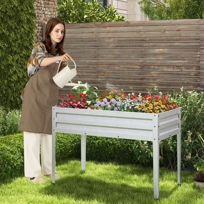 Galvanized Raised Garden Bed Elevated Planter Box with Legs and Drainage Hole-Silver