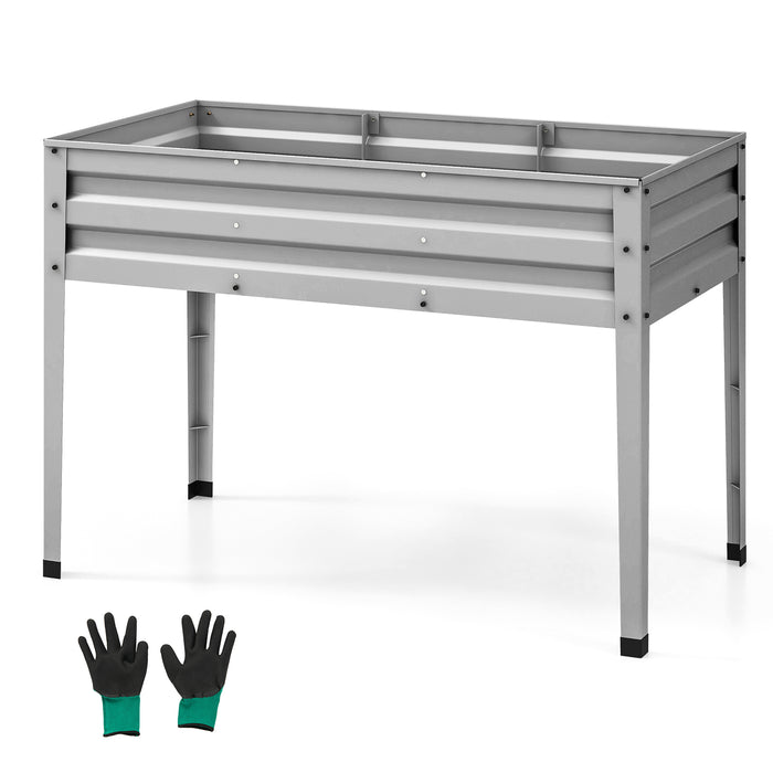 Galvanized Raised Garden Bed Elevated Planter Box with Legs and Drainage Hole-Silver