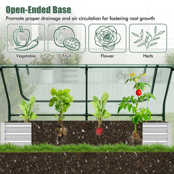 6 x 3 x 3 Feet Galvanized Raised Garden Bed with Greenhouse-Green