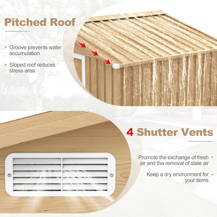 6 x 4 Feet Galvanized Steel Storage Shed with Lockable Sliding Doors-Natural