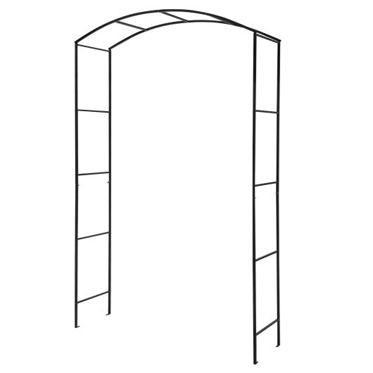 Patio Plant Stand Archway Garden Arch Arbor Trellis with Gate-Black