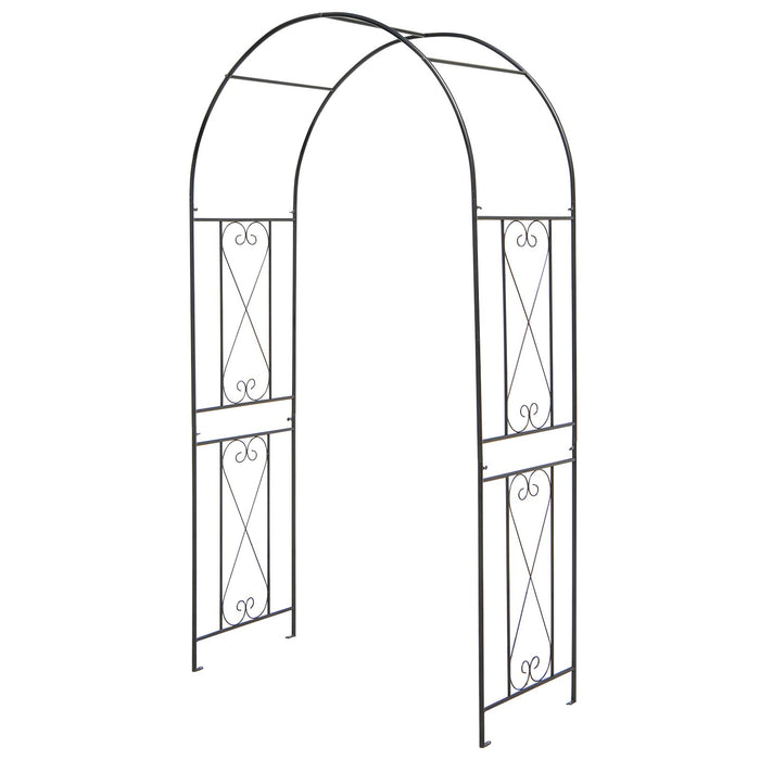 Garden Arch Arbor Trellis Patio Plant Stand Rack Archway-Black