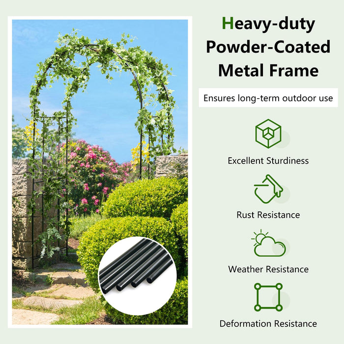 Garden Arch Arbor Trellis Patio Plant Stand Rack Archway-Black