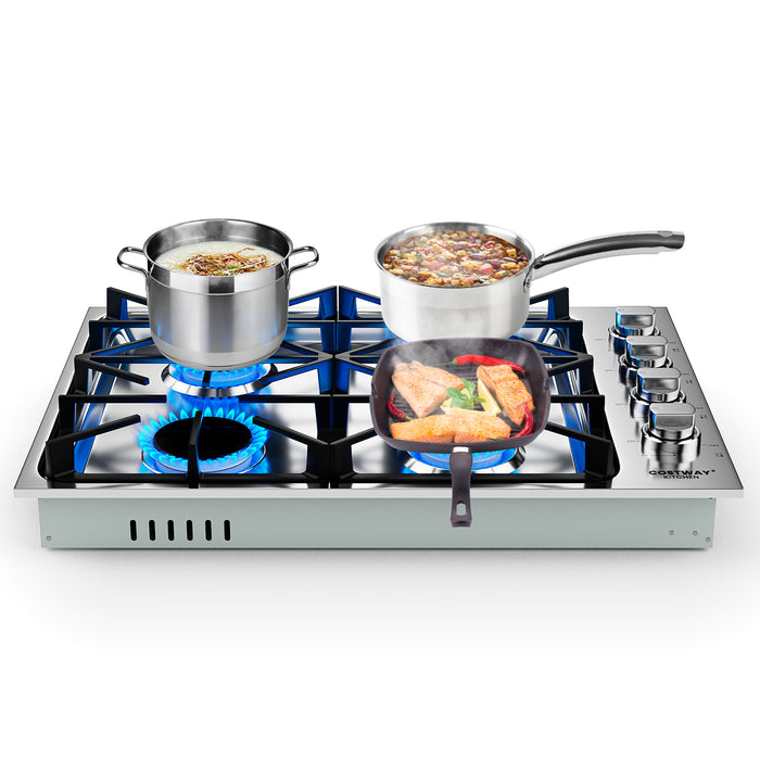 30/36 Inch Gas Cooktop with 4/6 Powerful Burners and ABS Knobs-30 inches