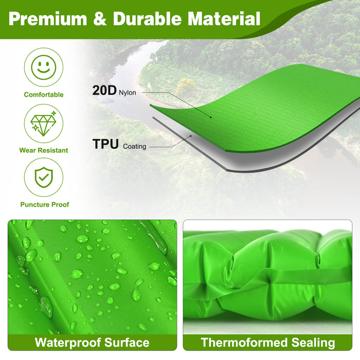 3 Inch Thick Inflatable Waterproof Camping Sleeping Pad-Green