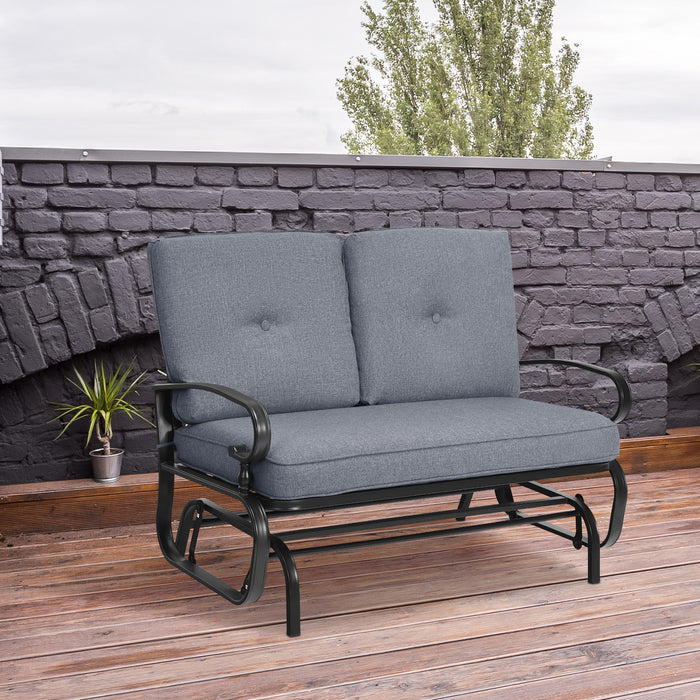 2 Seats Outdoor Swing Glider Chair with Comfortable Cushions-Gray