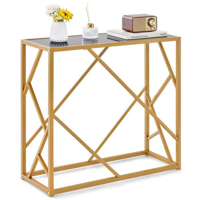 31.5 Inch Golden Heavy-duty Metal Frame Entryway Table with Foot Pads-Black