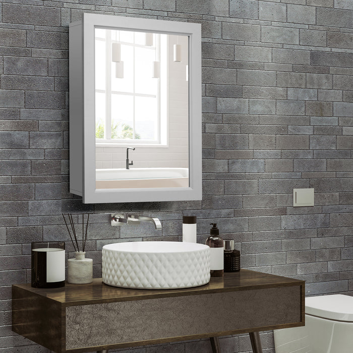 Wall-Mounted Mirrored Medicine Cabinet-Gray