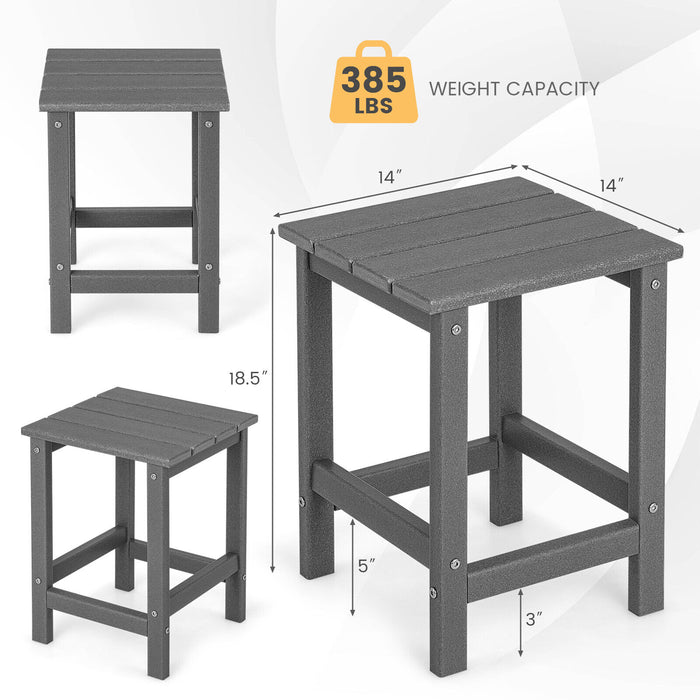 14 Inch Square Weather-Resistant Adirondack Side Table-Gray