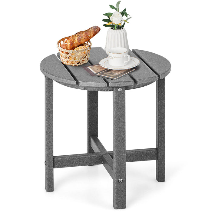 18 Inch Round Weather-Resistant Adirondack Side Table-Gray