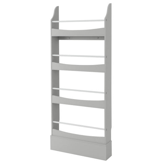 4-Tier Bookshelf with 2 Anti-Tipping Kits for Books and Magazines-Gray