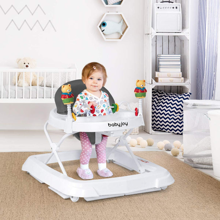 Adjustable Height Removable Folding Portable Baby Walker-Gray