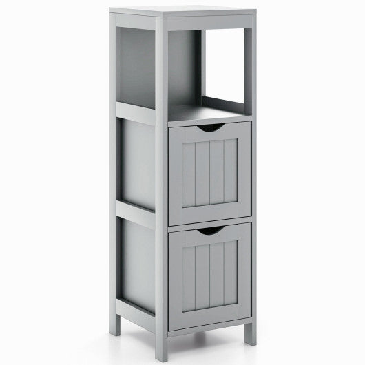 Wooden Bathroom Floor Cabinet with Removable Drawers-Gray