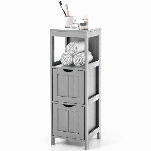 Wooden Bathroom Floor Cabinet with Removable Drawers-Gray