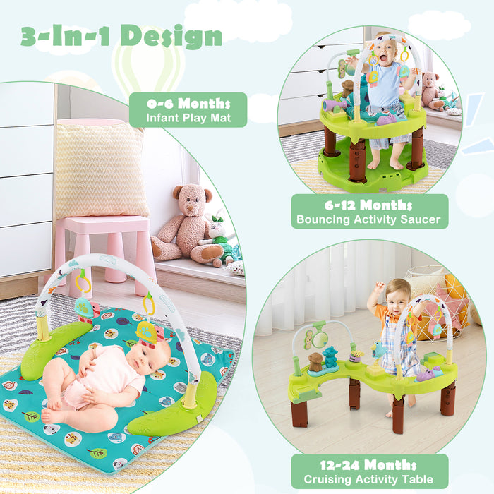 3-in-1 Baby Activity Center with 3-position for 0-24 Months-Green