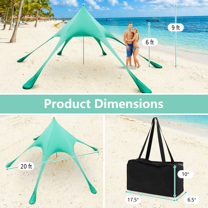 20 x 20 Feet Beach Canopy Tent with UPF50+ Sun Protection and Shovel-Green