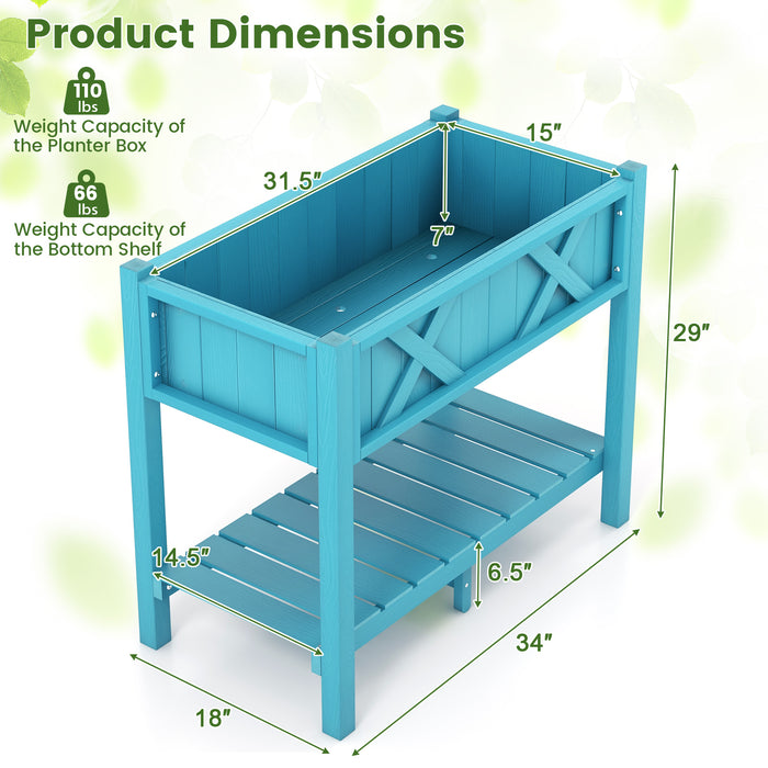 HIPS Raised Garden Bed Poly Wood Elevated Planter Box-Blue