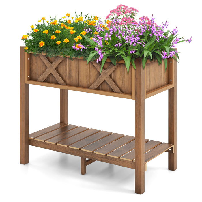 HIPS Raised Garden Bed Poly Wood Elevated Planter Box-Coffee