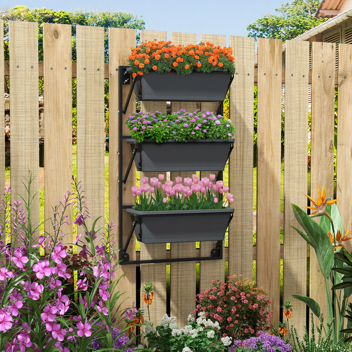 Hanging Vertical Planter Wall-mounted Adjustable with Detachable Hooks-Black