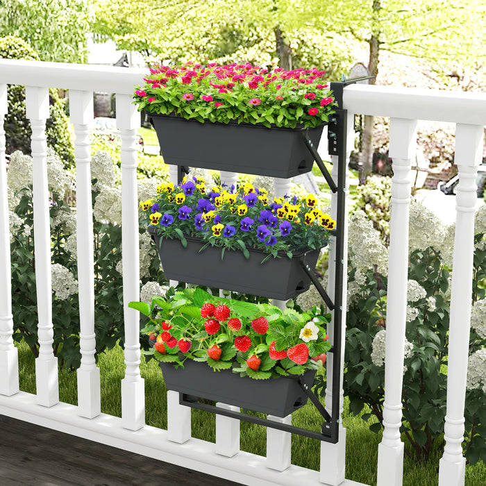 Hanging Vertical Planter Wall-mounted Adjustable with Detachable Hooks-Black