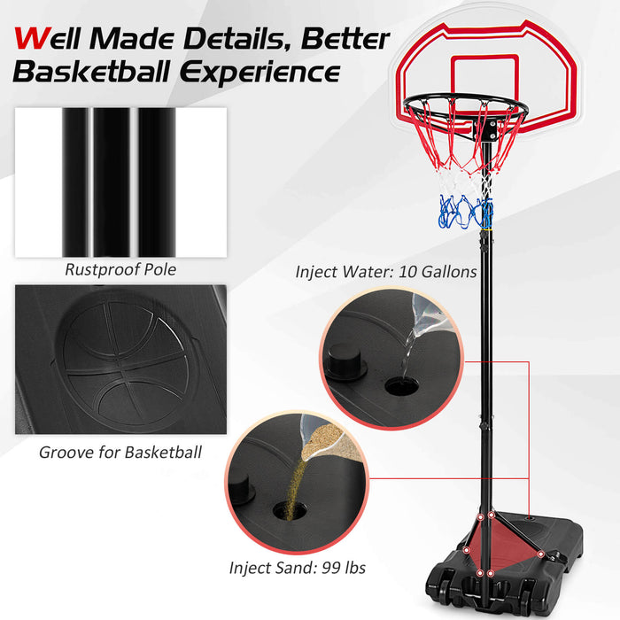 Height Adjustable Basketball Hoop with 2 Nets and Fillable Base