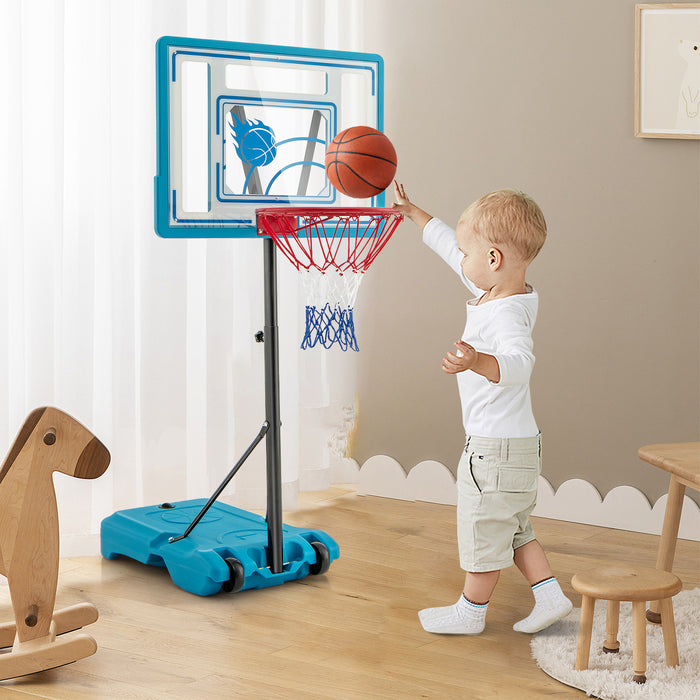 3.8-4.4 Feet Height Adjustable Pool Basketball Hoop for Kids Teens and Adults-Blue