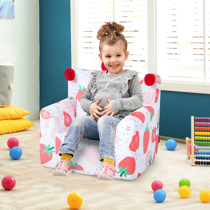 High-density Padding Kids Sofa with Armrest and Extra Pilow-Pink