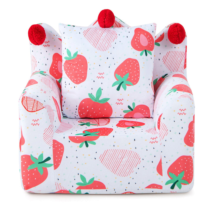 High-density Padding Kids Sofa with Armrest and Extra Pilow-Pink