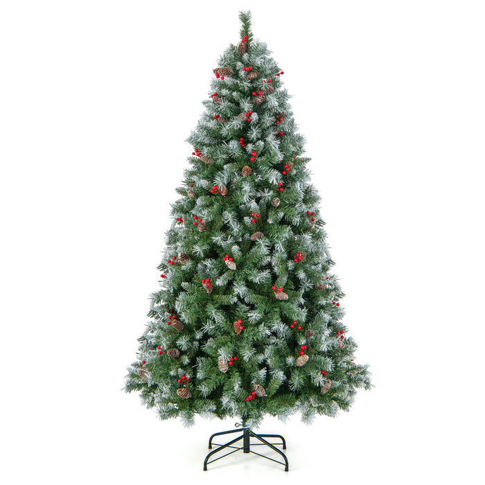 Hinged Christmas Tree with 450 PVC Branch Tips and 200 Warm White LED Lights-6.5 ft