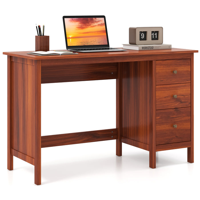 3-Drawer Home Office Study Computer Desk with Spacious Desktop-Brown