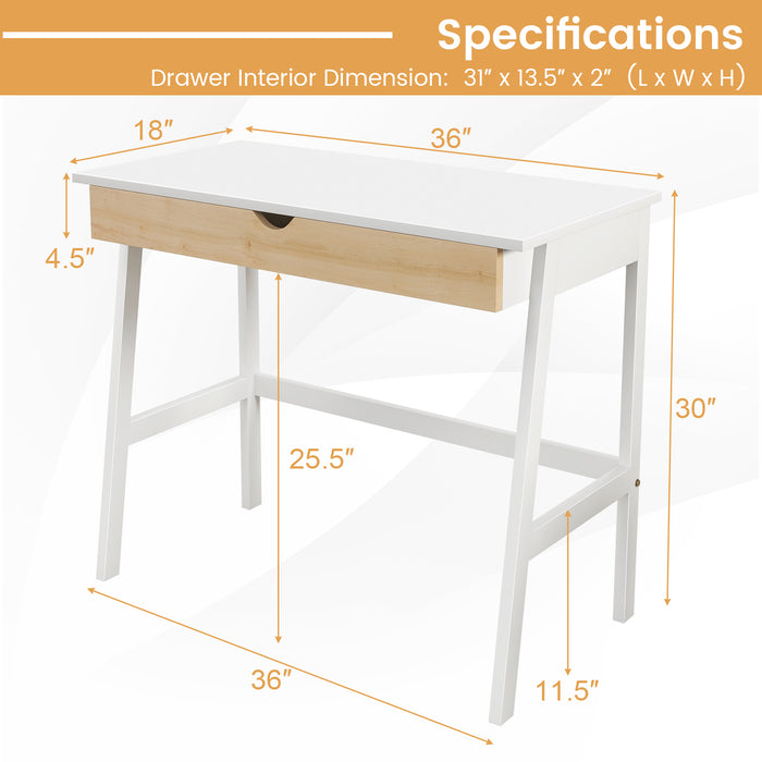 Wooden Computer Desk with Drawer for Home Office