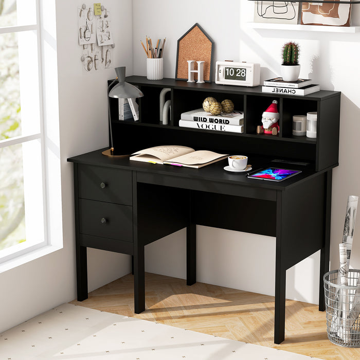 48 Inch Computer Desk with Drawers Power Outlets-Black