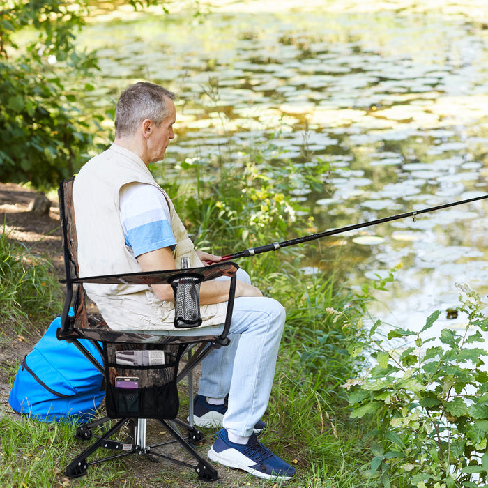 360Â° Swivel Hunting Chair Portable Foldable Hunting Chair with Mesh Cup Holder and Storage Pockets-Camouflage