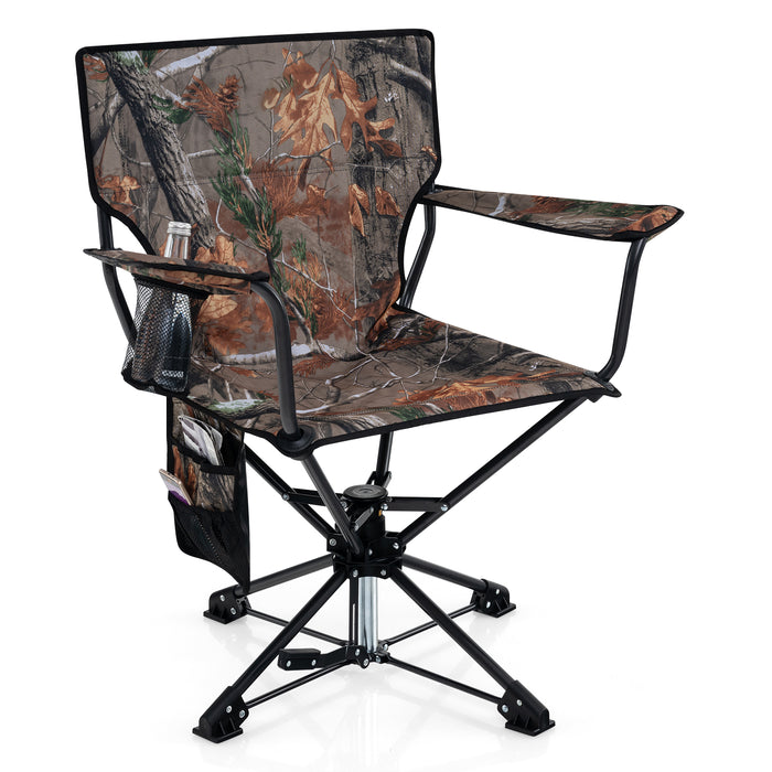 360Â° Swivel Hunting Chair Portable Foldable Hunting Chair with Mesh Cup Holder and Storage Pockets-Camouflage