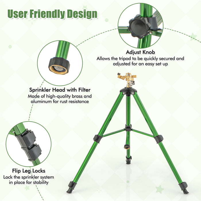 Impact Sprinkler on Tripod Base Set of 2 with 360 Degree Rotation-S