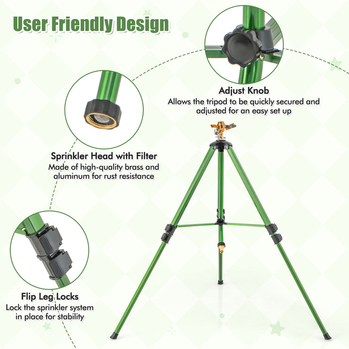 Impact Sprinkler on Tripod Base Set of 2 with 360 Degree Rotation-L