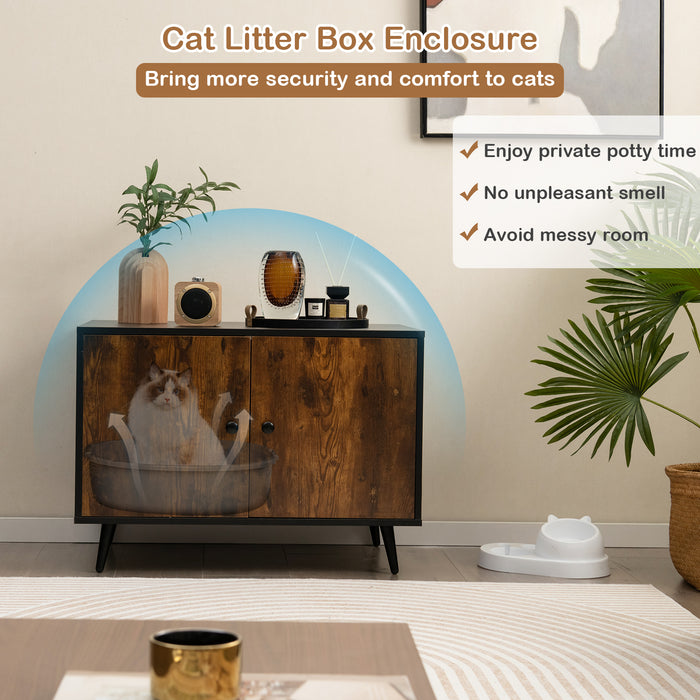 Industrial Cat Litter Box Enclosure with Divider and Cat-Shaped Entries