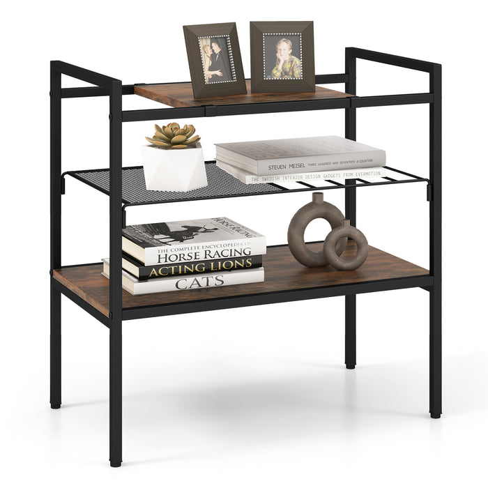 Industrial Entryway Table with Removable Panel and Mesh Shelf