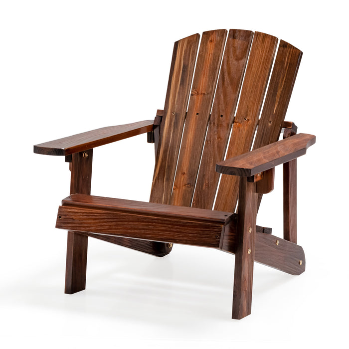 Kid's Adirondack Chair with High Backrest and Arm Rest-Coffee