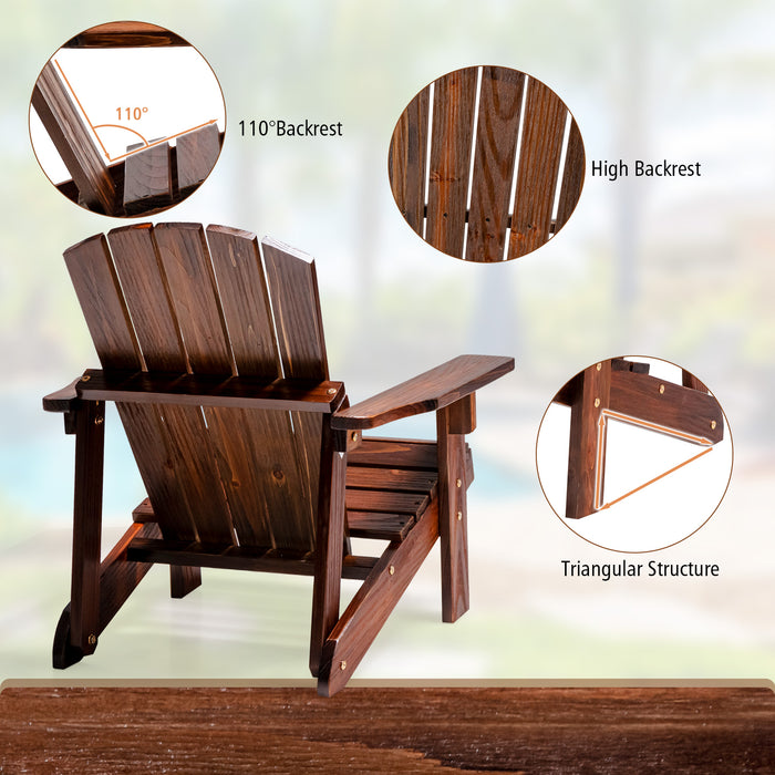 Kid's Adirondack Chair with High Backrest and Arm Rest-Coffee